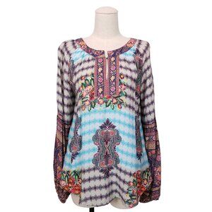 Lula Soul Boho Print Blouse Sz Small